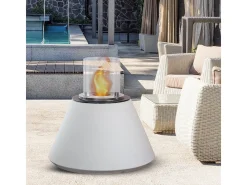 Chimenea de bioetanol STROMBOLI Pearl White, brasero de pie para uso interior y exterior, d.60 x h.56
