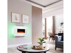 Chimenea eléctrica BALDERIA Enjo - Chimenea de pared, calefacción 2000 W - Blanco