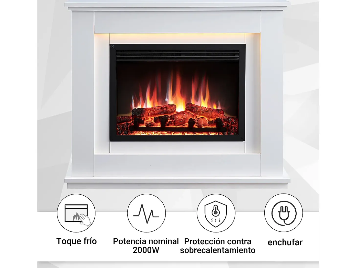 Chimenea eléctrica BALDERIA Baldur - Chimenea de pie - Blanca