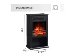 Chimenea eléctrica BALDERIA Ember - Chimenea de pie - Negro