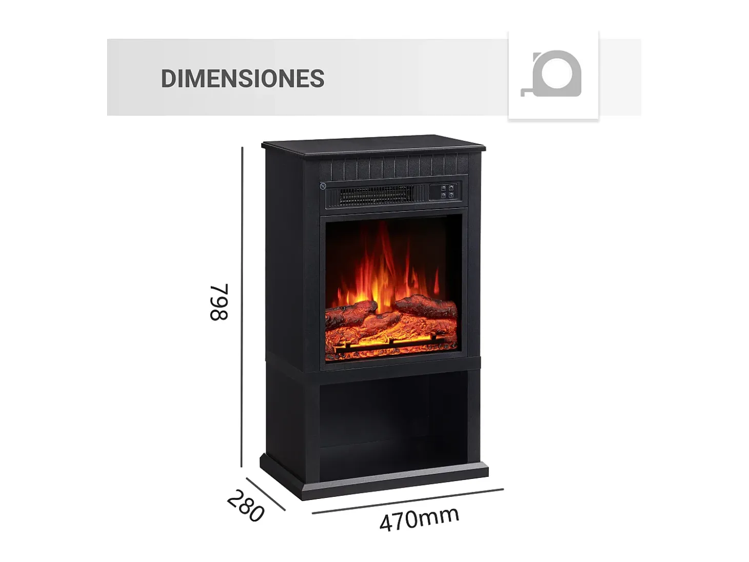 Chimenea eléctrica BALDERIA Ember - Chimenea de pie - Negro
