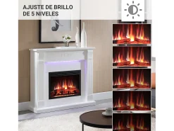 Chimenea eléctrica BALDERIA Hikaru - Chimenea de pie - Blanco