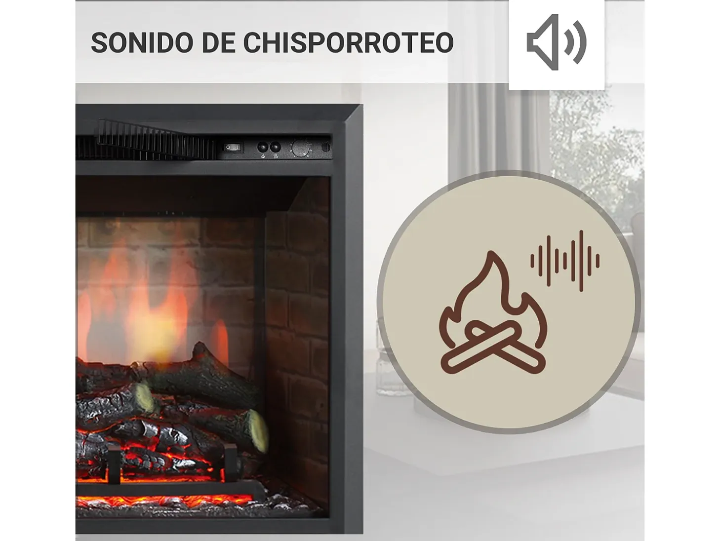 Chimenea eléctrica BALDERIA Calida 23 - Chimenea empotrable - Negro