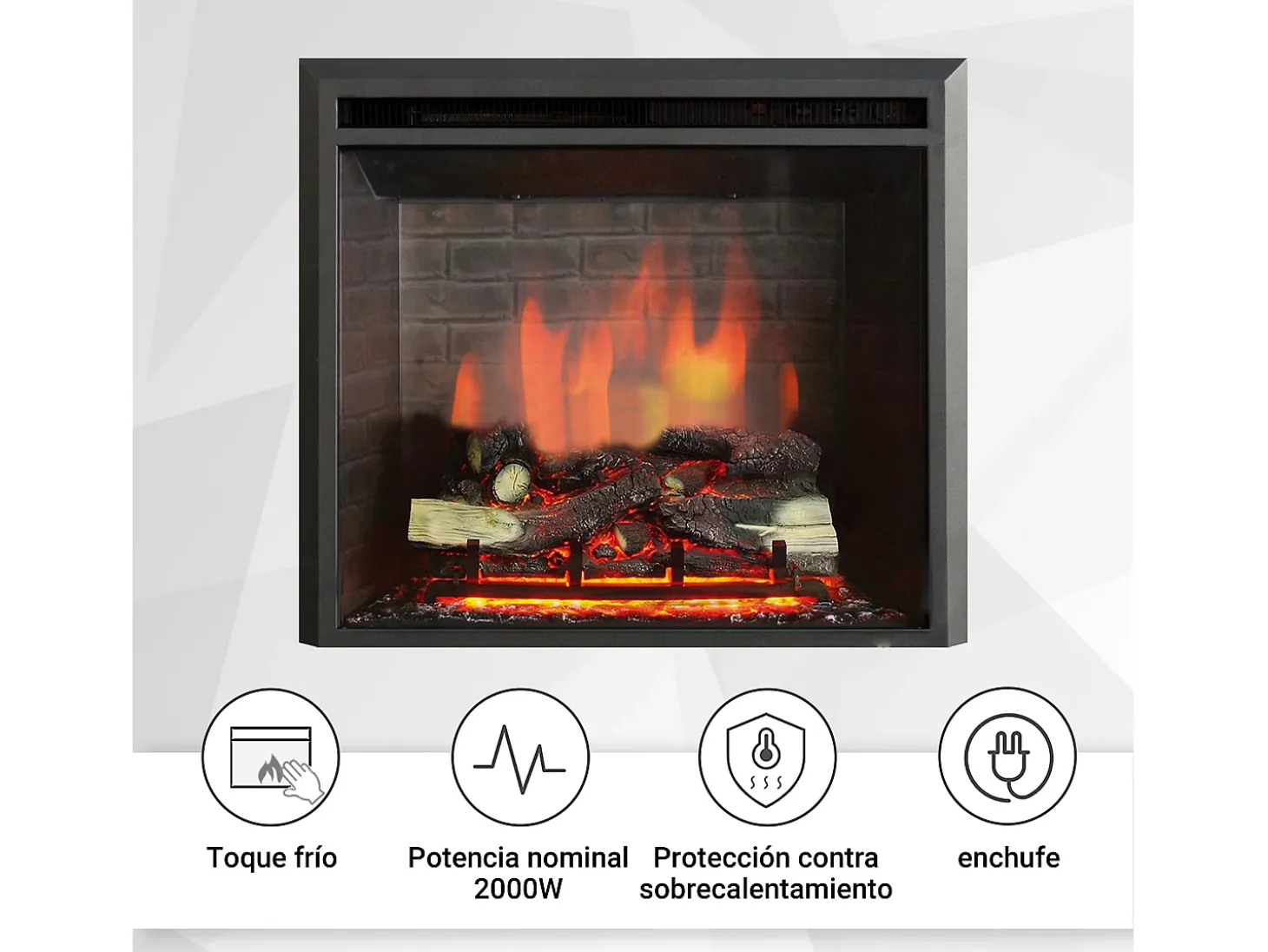 Chimenea eléctrica BALDERIA Calida 23 - Chimenea empotrable - Negro