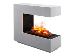 Chimenea eléctrica BALDERIA Cassiopeia - Chimenea eléctrica con niebla de llamas de 360 grados - Aspecto de hormigón