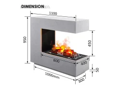 Chimenea eléctrica BALDERIA Cassiopeia - Chimenea eléctrica con niebla de llamas de 360 grados - Aspecto de hormigón