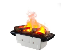 Chimenea eléctrica BALDERIA Cassiopeia - Chimenea eléctrica con niebla de llamas de 360 grados - Aspecto de hormigón