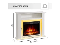 Chimenea eléctrica BALDERIA Liora - Chimenea de pie, estante, calefacción - blanco