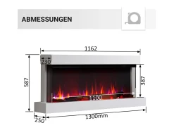 Chimenea eléctrica BALDERIA Achilles (L) - Chimenea de pared con calefacción - Blanco