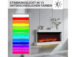 Chimenea eléctrica BALDERIA Achilles (L) - Chimenea de pared con calefacción - Blanco