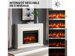 Chimenea eléctrica BALDERIA Elektra ñEfecto llama 3D, iluminación LED, potencia calorífica 1ñ2 kW, mando a distancia - Blanco