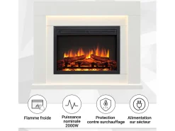 Chimenea eléctrica BALDERIA Elektra ñEfecto llama 3D, iluminación LED, potencia calorífica 1ñ2 kW, mando a distancia - Blanco