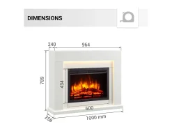 Chimenea eléctrica BALDERIA Elektra ñEfecto llama 3D, iluminación LED, potencia calorífica 1ñ2 kW, mando a distancia - Blanco