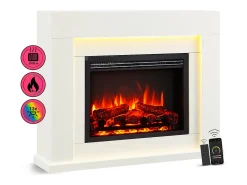 Chimenea eléctrica BALDERIA Elektra ñEfecto llama 3D, iluminación LED, potencia calorífica 1ñ2 kW, mando a distancia - Blanco