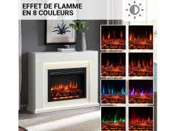Chimenea eléctrica BALDERIA Elektra ñEfecto llama 3D, iluminación LED, potencia calorífica 1ñ2 kW, mando a distancia - Blanco