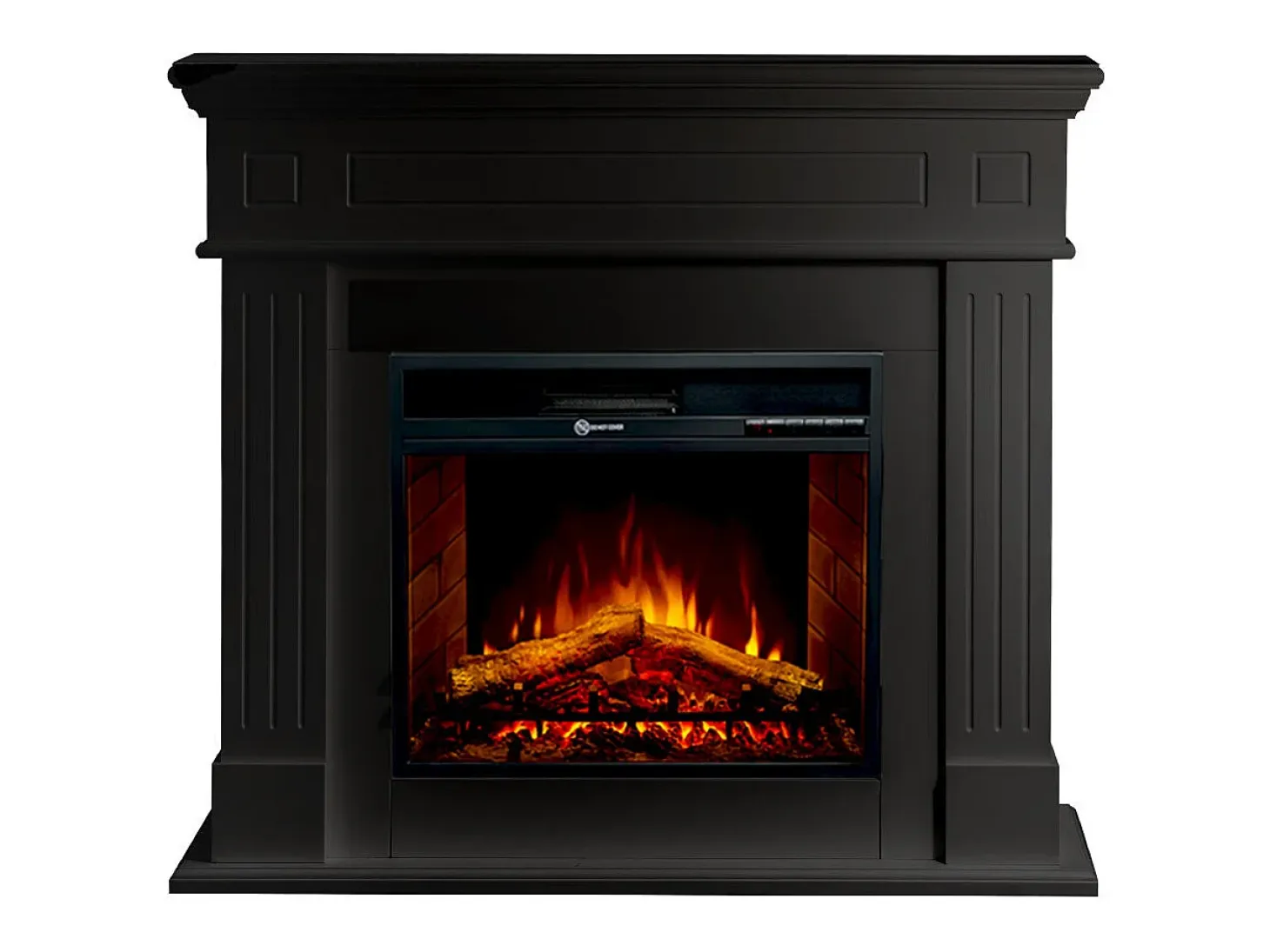 Chimenea eléctrica CAMBRIDGE, chimenea de pie, madera negra, 110x36x100h