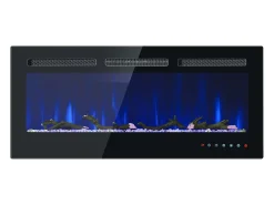 Chimenea eléctrica con 12 colores de llama - De pared o empotrada - Negra 106,5×46,5×12