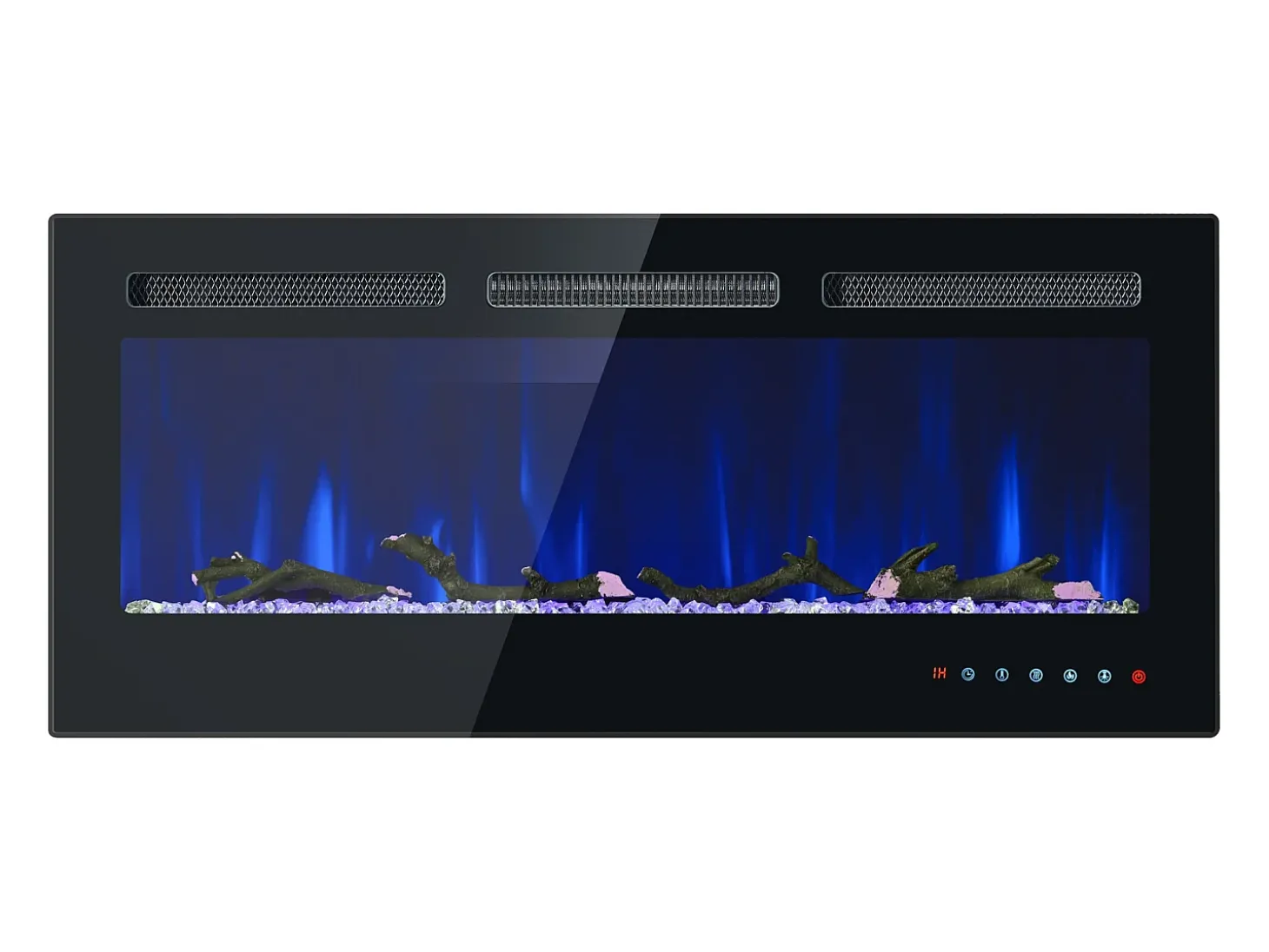Chimenea eléctrica con 12 colores de llama - De pared o empotrada - Negra 106,5×46,5×12
