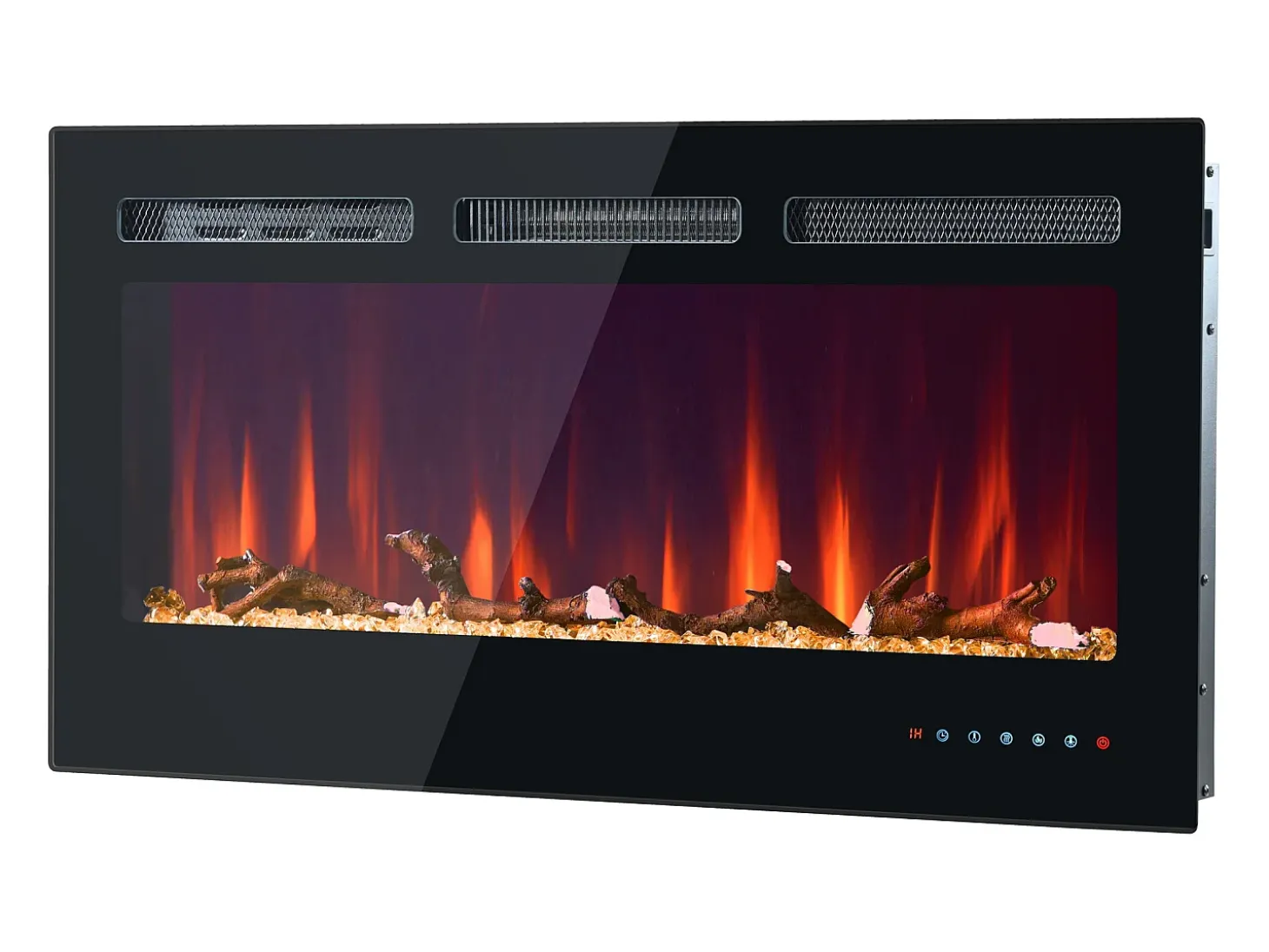 Chimenea eléctrica con 12 colores de llama - De pared o empotrada - Negra 106,5×46,5×12
