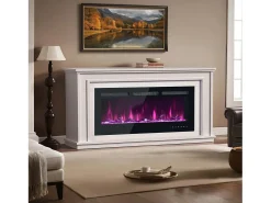 Chimenea eléctrica con 12 colores de llama - De pared o empotrada - Negra 106,5×46,5×12
