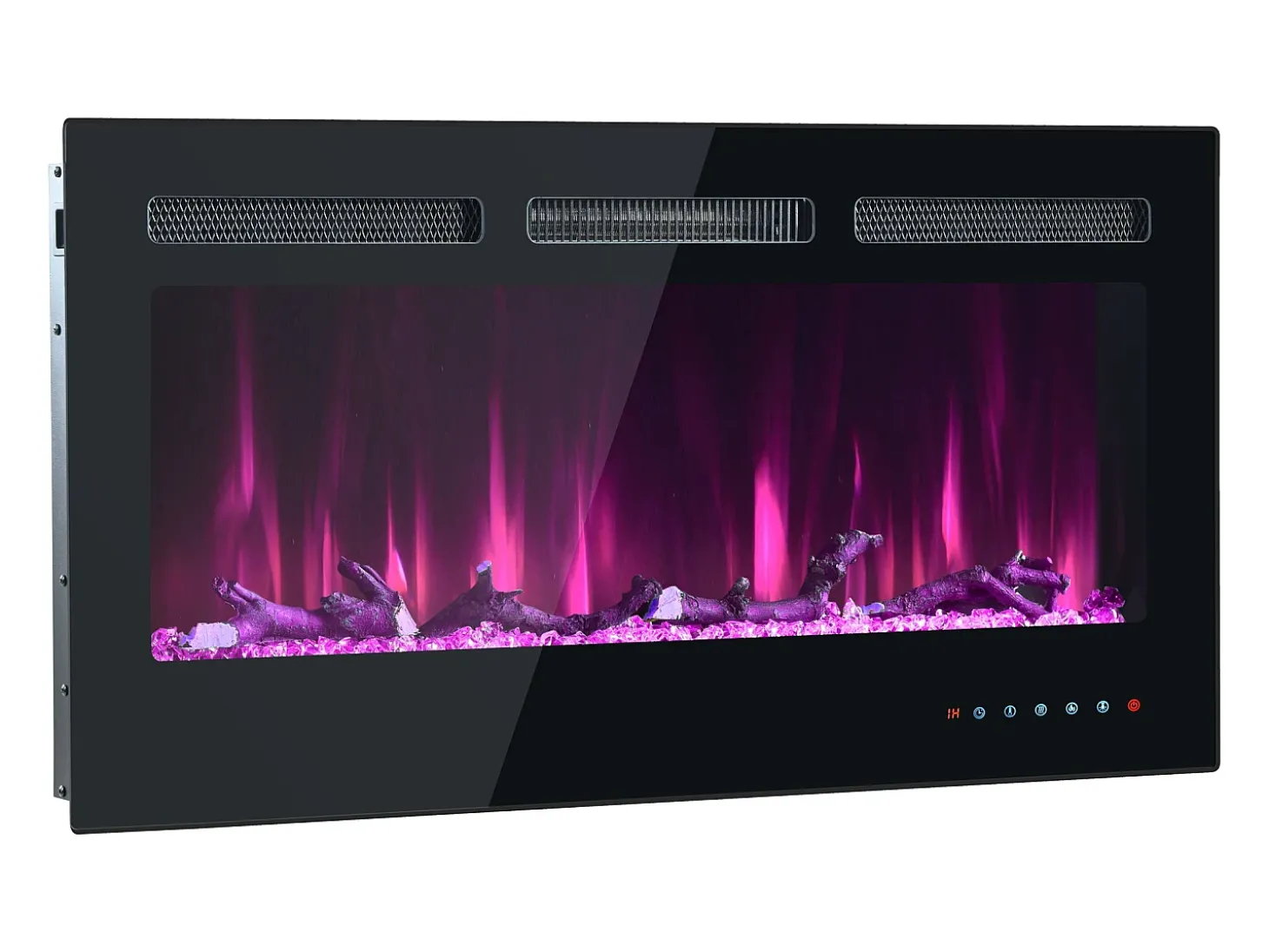 Chimenea eléctrica con 12 colores de llama - De pared o empotrada - Negra 106,5×46,5×12