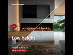 Chimenea eléctrica de 3 caras SOLIS 120 - fuego premium, empotrada - 120x30x46 cm - LED decorativa con calefacción 750/1500 W