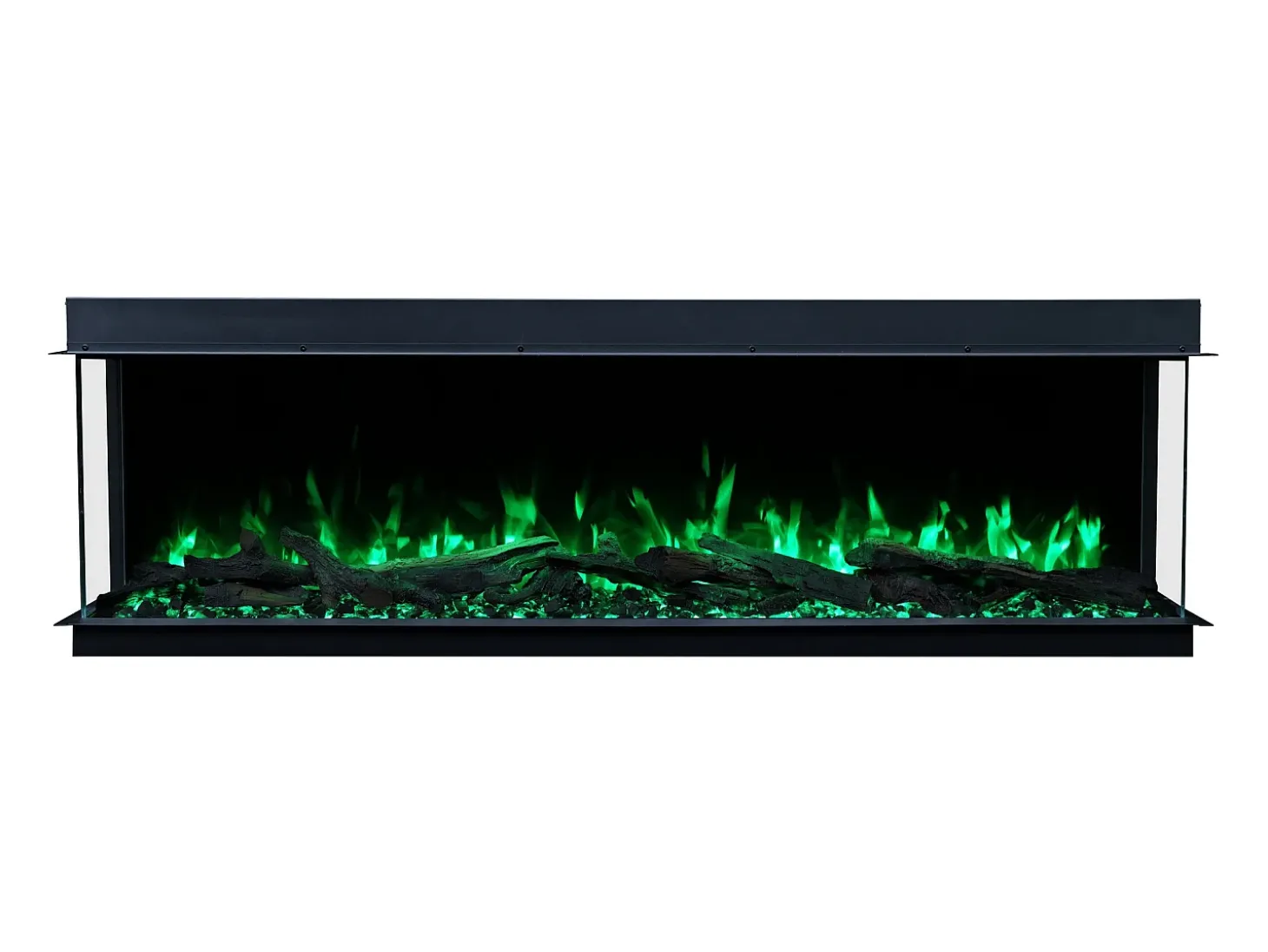 Chimenea eléctrica de 3 caras SOLIS 120 - fuego premium, empotrada - 120x30x46 cm - LED decorativa con calefacción 750/1500 W