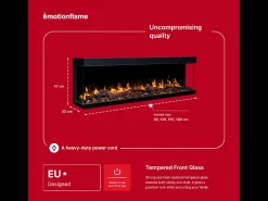 Chimenea eléctrica de 3 caras SOLIS 90 - fuego premium, empotrada - 90x30x46 cm - LED decorativa con calefacción 750/1500 W