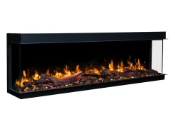 Chimenea eléctrica de 3 caras SOLIS 90 - fuego premium, empotrada - 90x30x46 cm - LED decorativa con calefacción 750/1500 W