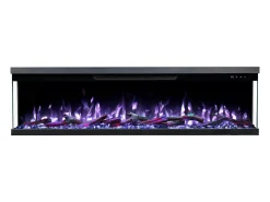 Chimenea eléctrica de 3 caras UNITY 127 - fuego premium, de pared o empotrada - 127x19x36 cm - LED decorativa con calefacción 900/1800W