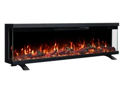 Chimenea eléctrica de 3 caras UNITY 127 - fuego premium, de pared o empotrada - 127x19x36 cm - LED decorativa con calefacción 900/1800W