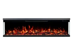 Chimenea eléctrica de 3 caras UNITY 127 - fuego premium, de pared o empotrada - 127x19x36 cm - LED decorativa con calefacción 900/1800W