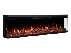 Chimenea eléctrica de 3 caras UNITY 127 - fuego premium, de pared o empotrada - 127x19x36 cm - LED decorativa con calefacción 900/1800W