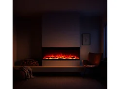 Chimenea eléctrica de pared, chimenea empotrada de 3 lados, BOSTON100 L101,6 x P20 x H44