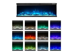 Chimenea eléctrica de pared, chimenea empotrada de 3 lados, BOSTON100 L101,6 x P20 x H44
