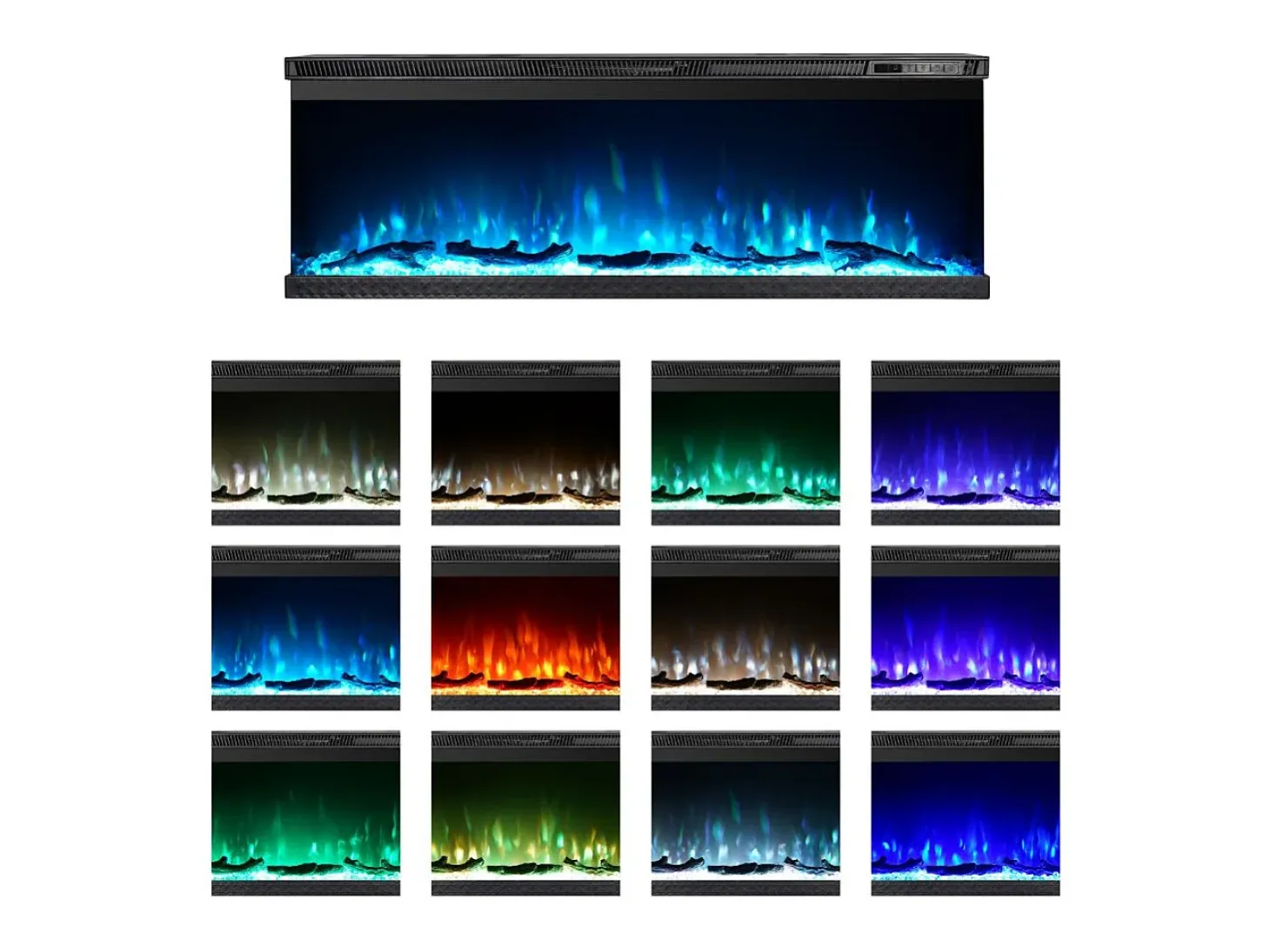 Chimenea eléctrica de pared, chimenea empotrada de 3 lados, BOSTON100 L101,6 x P20 x H44