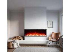 Chimenea eléctrica de pared, chimenea empotrada de 3 lados, BOSTON100 L101,6 x P20 x H44