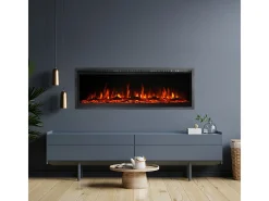 Chimenea eléctrica de pared, frontal y empotrada, CHICAGO130, L127 x P14 x H45
