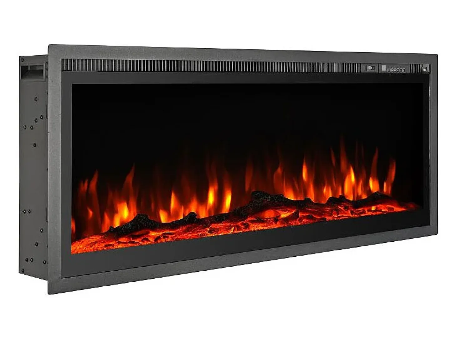 Chimenea eléctrica de pared, frontal y empotrada, CHICAGO130, L127 x P14 x H45