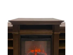 Chimenea eléctrica de suelo BIDEN en madera de nogal L179 x P48 x H85