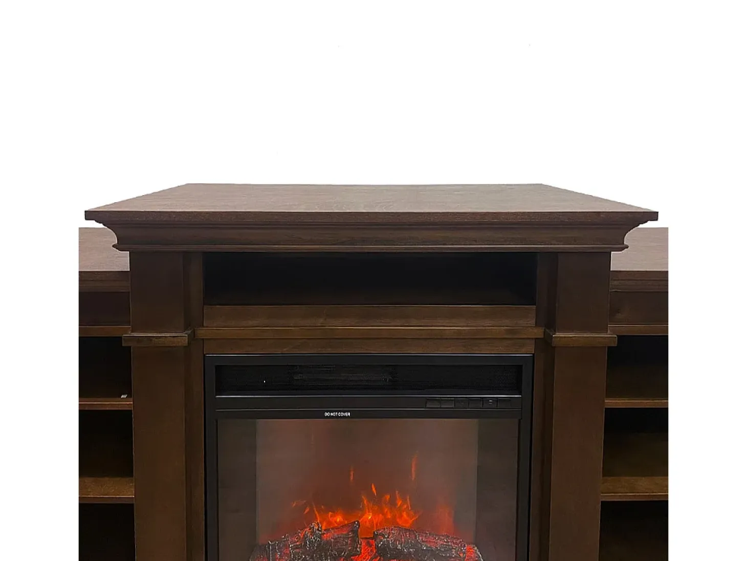 Chimenea eléctrica de suelo BIDEN en madera de nogal L179 x P48 x H85