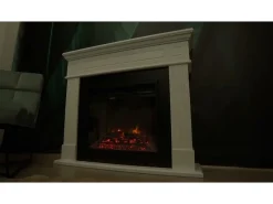 Chimenea eléctrica de suelo BIDEN en madera de nogal L179 x P48 x H85