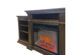 Chimenea eléctrica de suelo BIDEN en madera de nogal L179 x P48 x H85