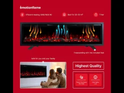 Chimenea eléctrica REGAL 106 - fuego premium - de pared y empotrados - 106x35x12 cm - chimenea LED decorativa con calefacción 900/1800 W