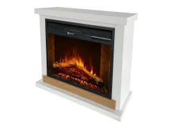 Chimenea eléctrica Stockholm, chimenea de pie, madera blanca, L75xP28xH70 cm