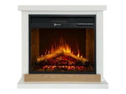 Chimenea eléctrica Stockholm, chimenea de pie, madera blanca, L75xP28xH70 cm