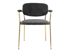 CLARA-Silla de tela acanalada carbono y metal dorado(x2)
