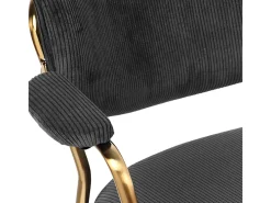 CLARA-Silla de tela acanalada carbono y metal dorado(x2)
