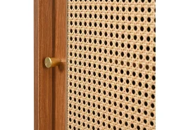 Cómoda aparador alto 120x40x78 cm con 3 puertas correderas y 3 cajones en MDF - oscuro natural