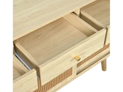 Cómoda aparador alto 120x40x78 cm con 3 puertas correderas y 3 cajones en MDF - Natural Claro